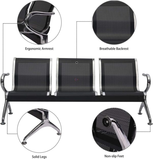 3 Seaters Linked Chair Reception Waiting Bench - Image 2