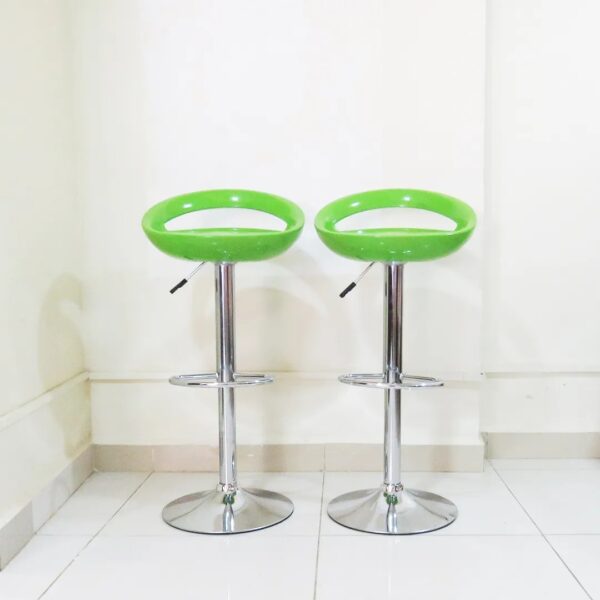 Contemporary Green Plastic Adjustable Height Barstool