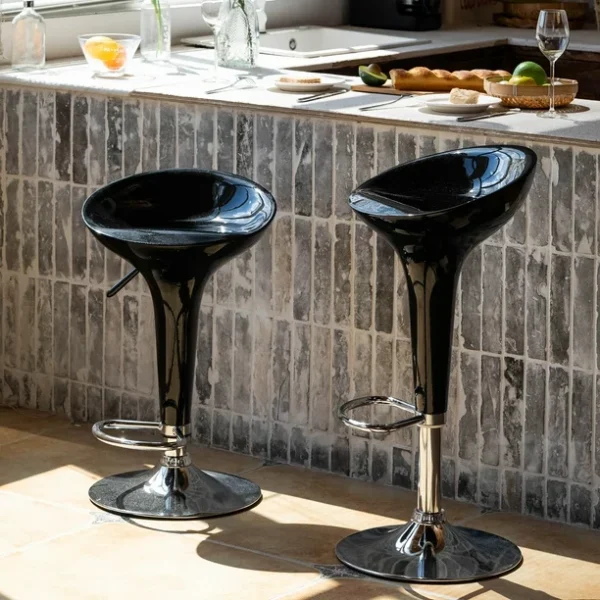 Black Swivel Adjustable Barstool