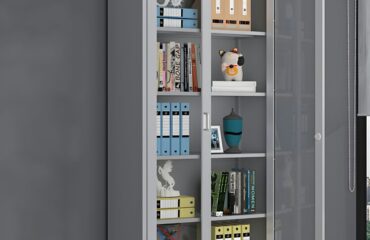 2-Door Full Glass Metallic Cabinet