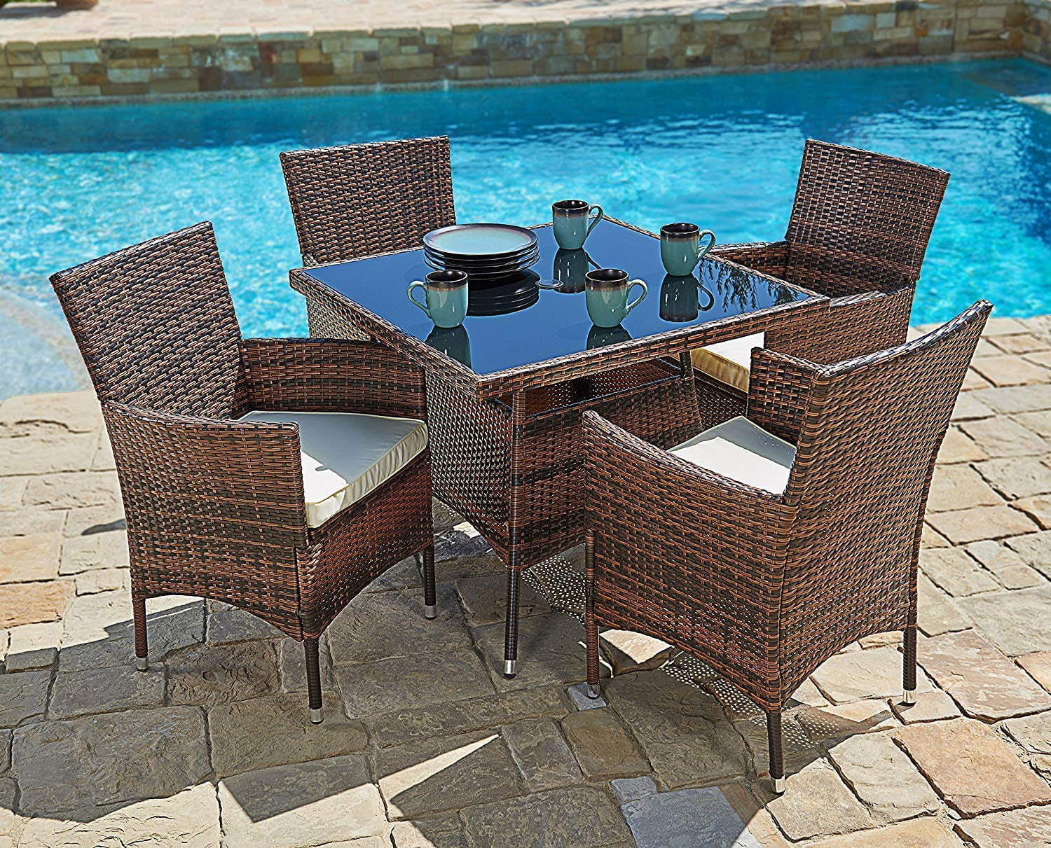 Brown 4-Seater Outdoor Dining Set