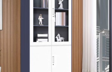 2-Door Half-Glass Metallic Cabinet