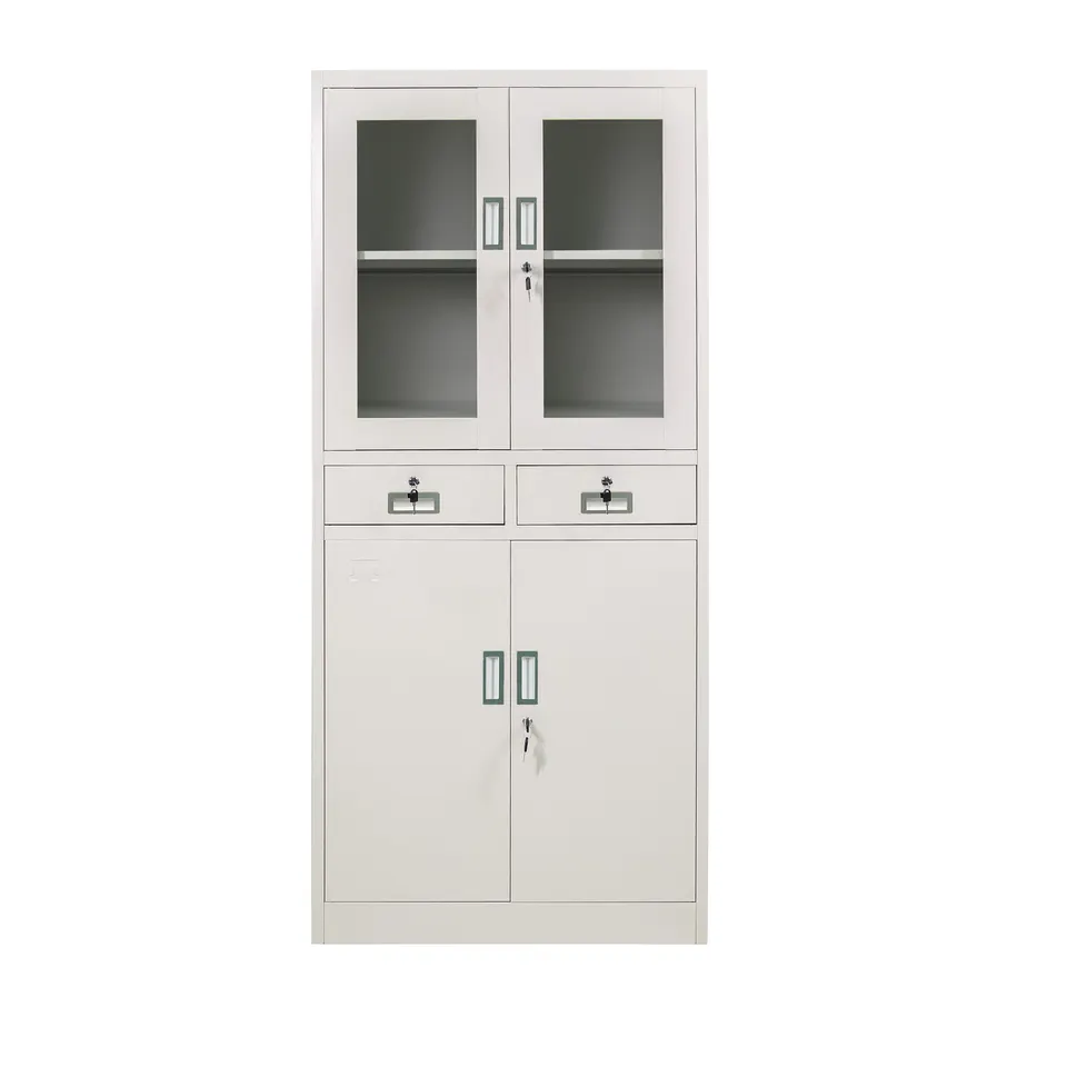4-Door Metallic Office Cabinet with Drawers - Image 4
