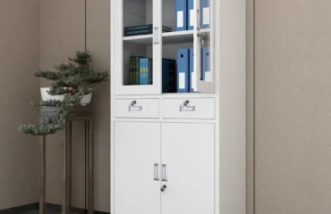 4-Door Metallic Office Cabinet with Drawers