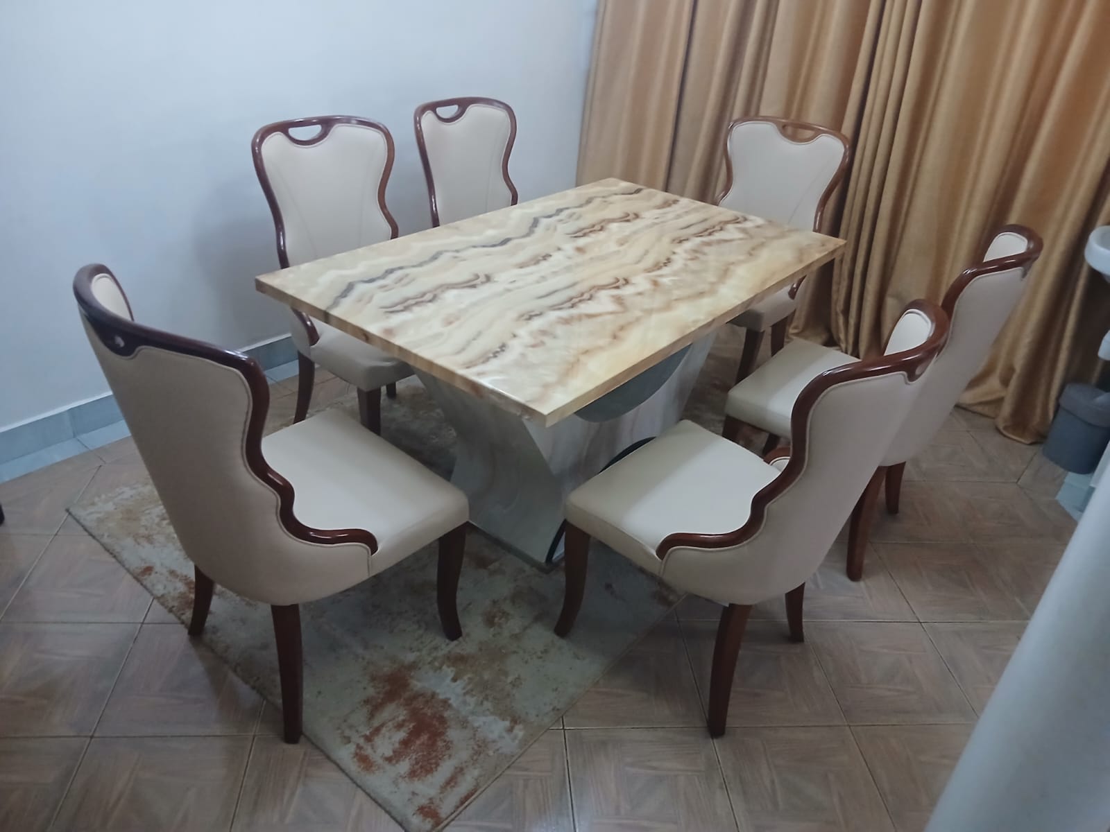 6-Seater Marble Top Dining Table