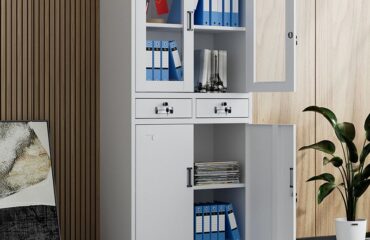 4-Door Metallic Cabinet with Drawers