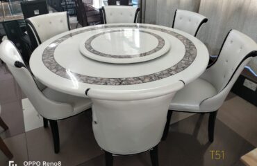 6-Seater Lazy-Susan Marble Top Dining Table