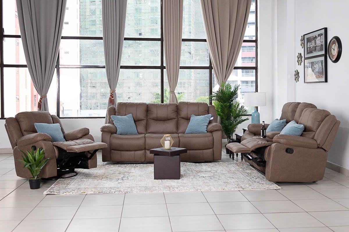 6-Seater Fabric Recliner Sofa Set