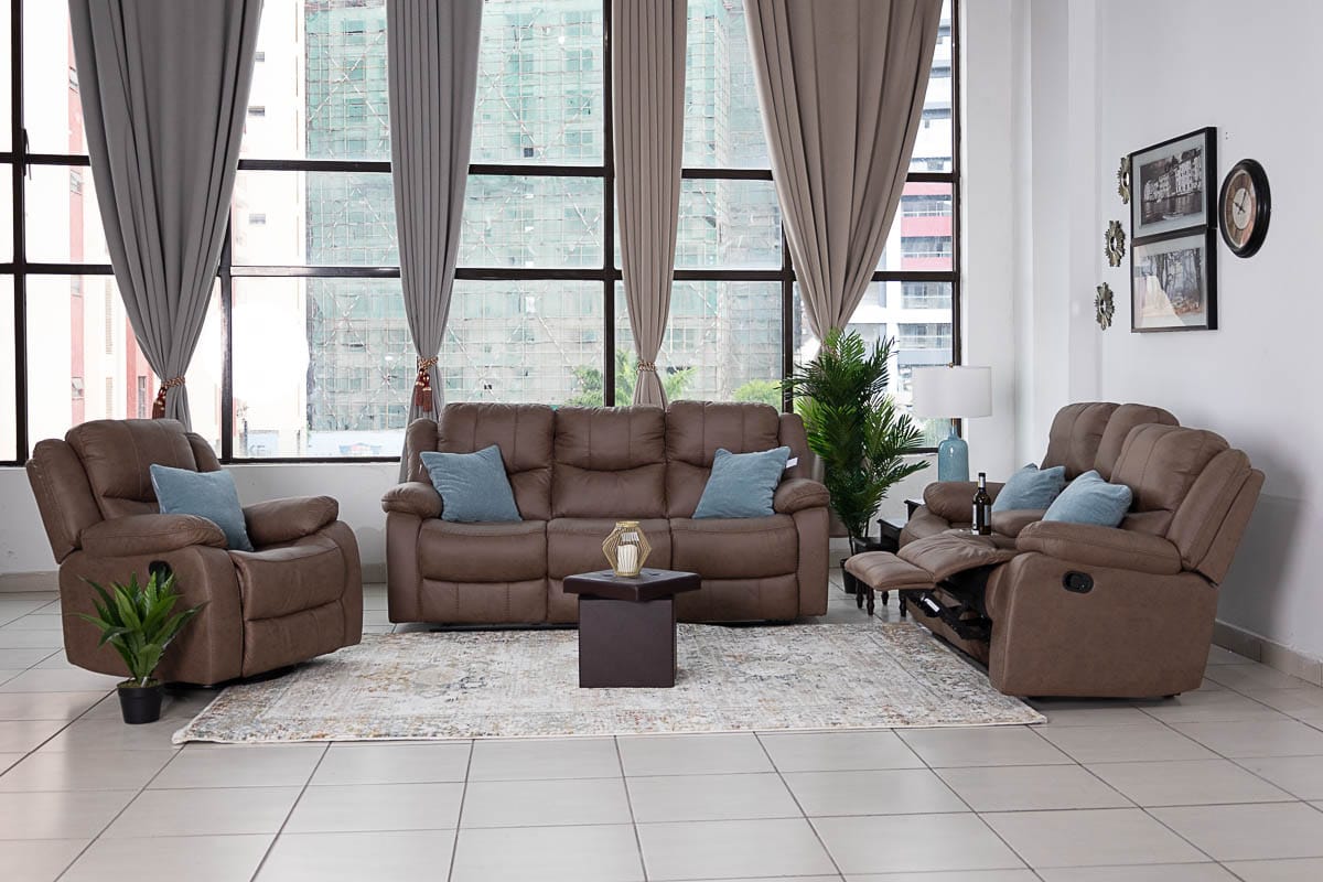 6-Seater Fabric Recliner Sofa Set - Image 2